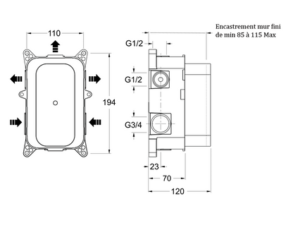 PD80000 Box universelle thermostatique encastrée – corps d’encastrement universel